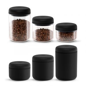 Matte Black and Glass Vacuum Storage Containers