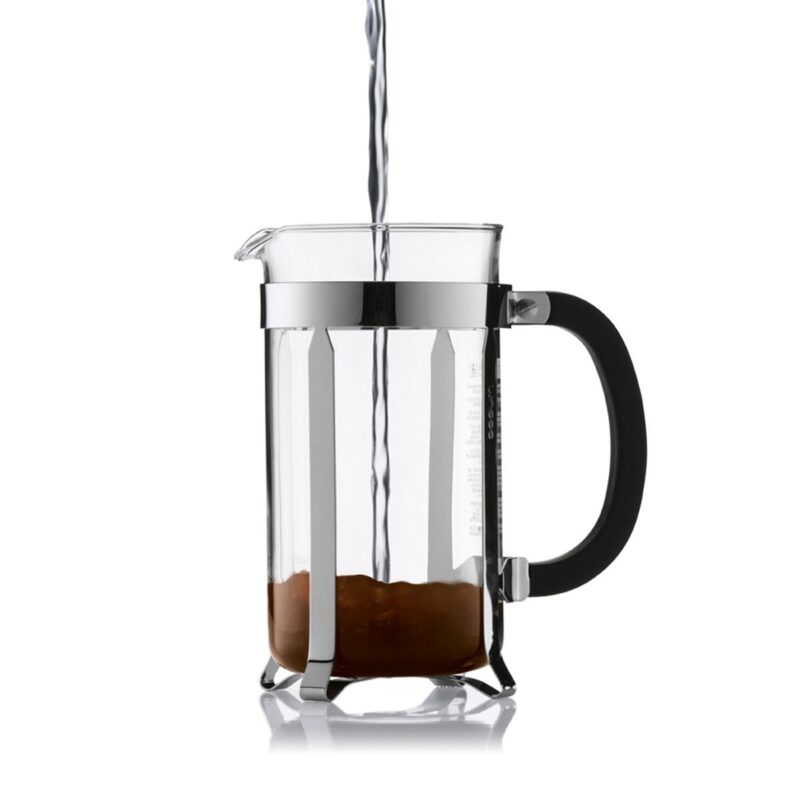pouring water into french press