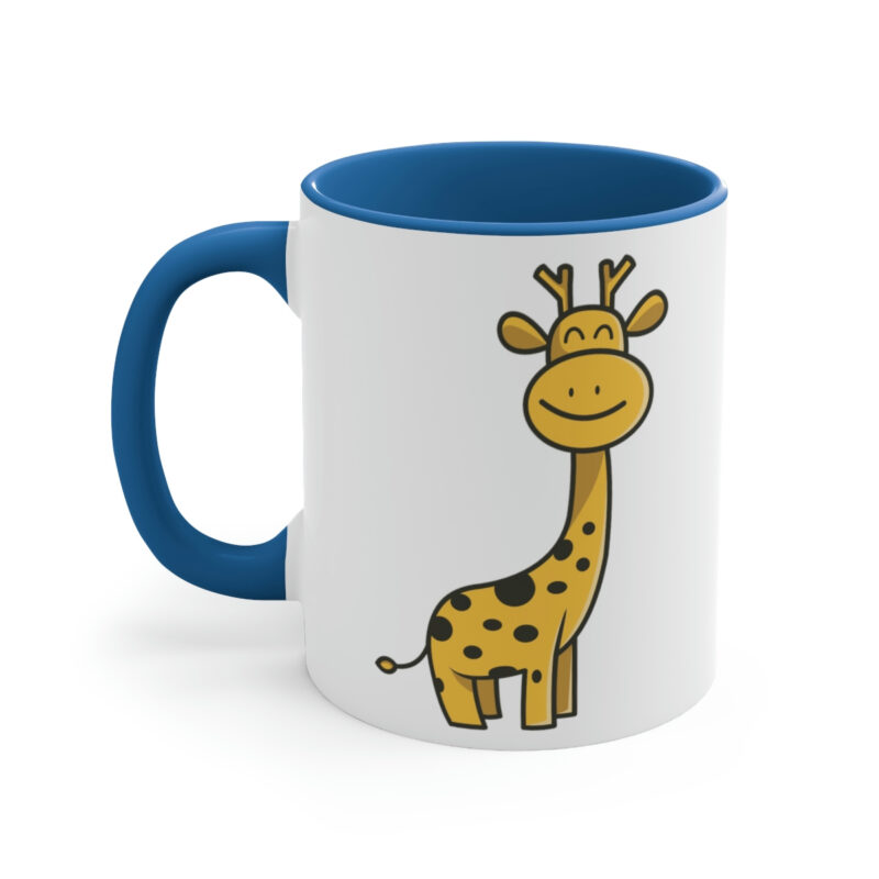 Friendly giraffe blue accent coffee mug 11 ounces