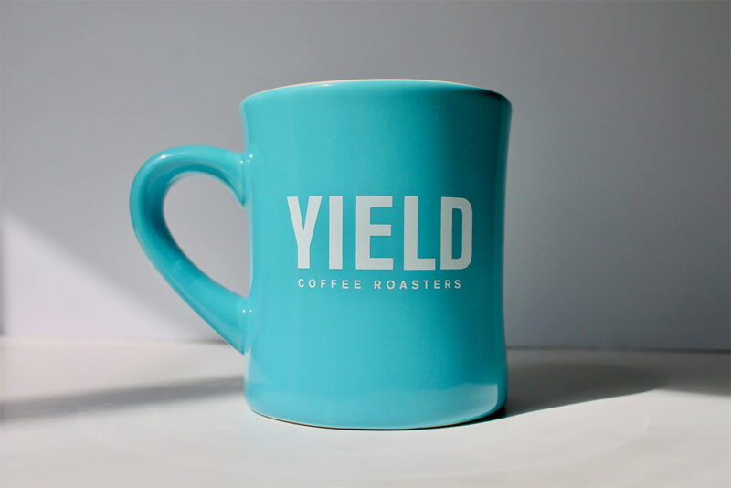 Yield Diner Coffee Mug 10 ounces in teal