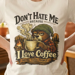 Don't Hate Me I Love Coffee More Than People T-Shirt - Coffee Humor Graphic Unisex Tee